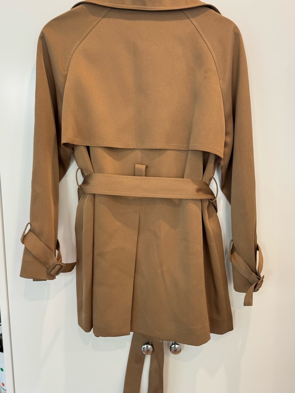 Women’s Double-Breasted Camel Trench Coat with Belt - Picture 2 of 2